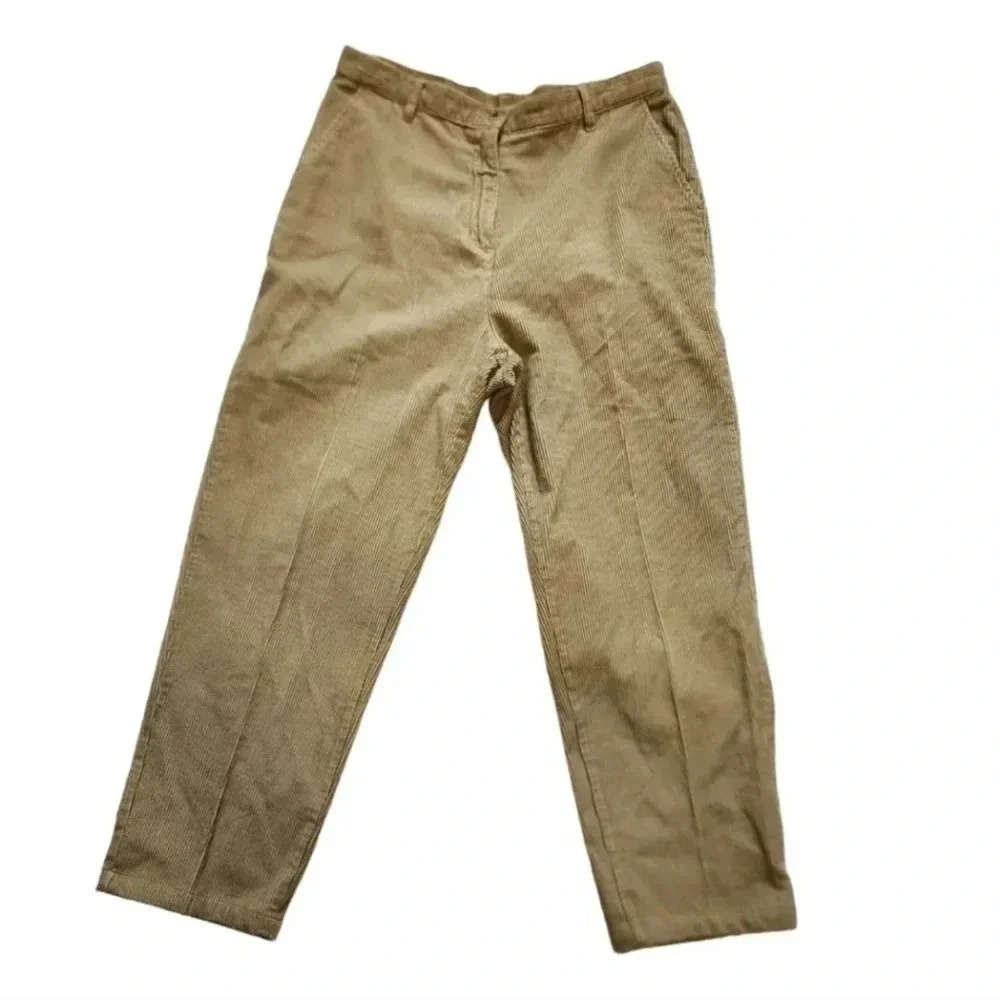Woolrich Corduroy Khaki Beige Pants Size 10 Womens Cotton No Back Pockets